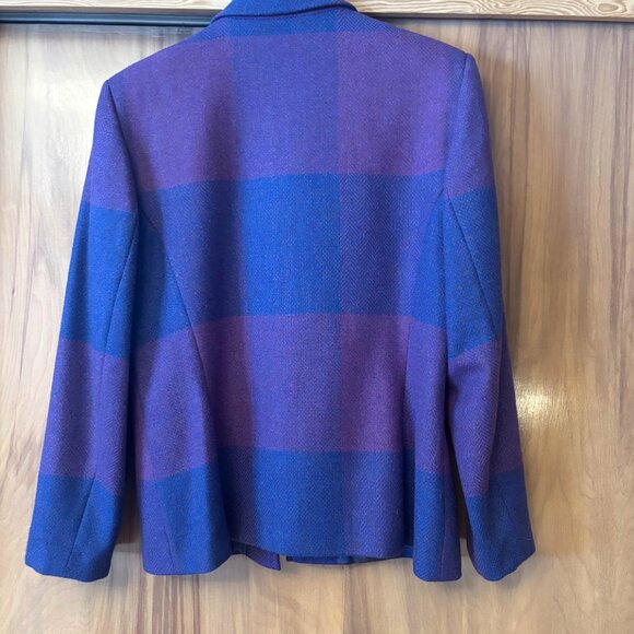 Tweed Jacket, Hand Woven Wool Blazer, Donegal Ireland Purple Blue Tweed Blazer - Picture 4 of 5